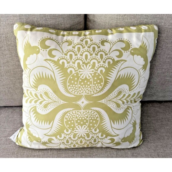 Jonathan Adler Happy Home Silk Pillow Cover 18" x 18" Apple Green Paisley - Picture 4 of 8